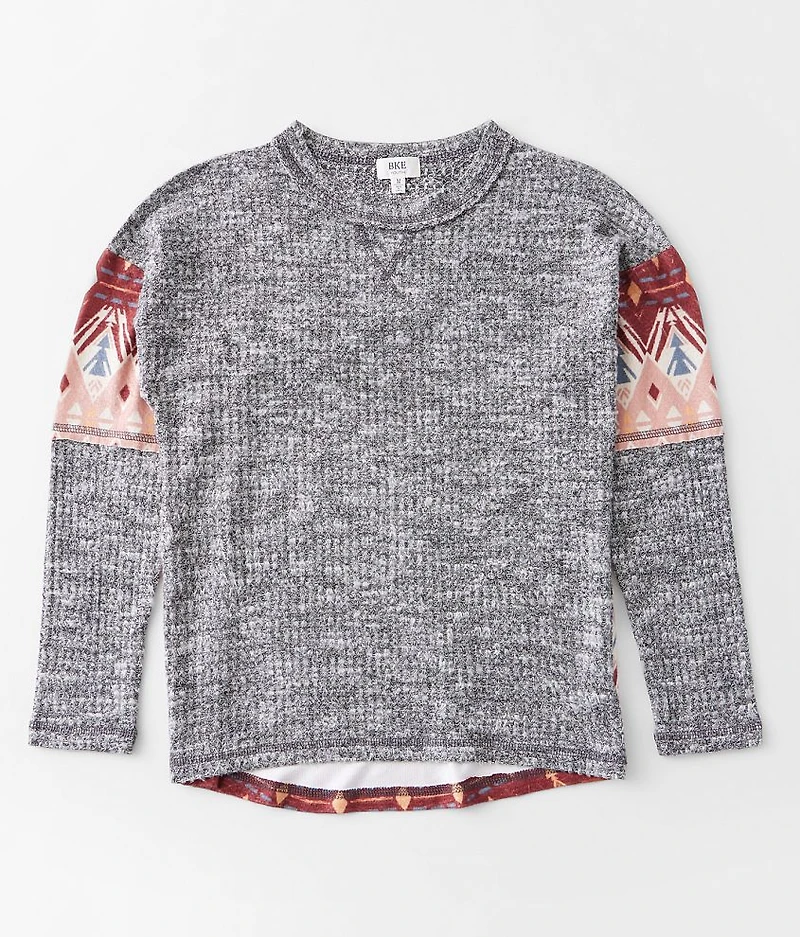 Girls - Brushed Knit Pieced Southwestern Top
