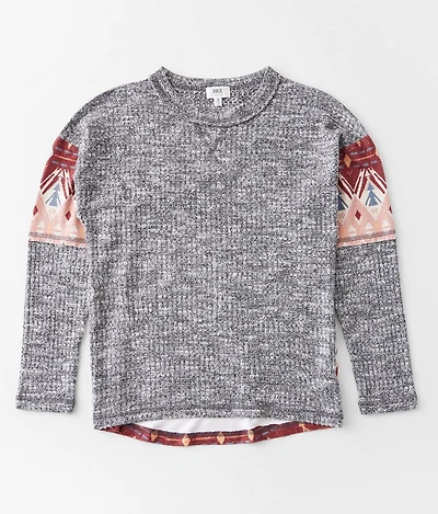 Girls - Brushed Knit Pieced Southwestern Top