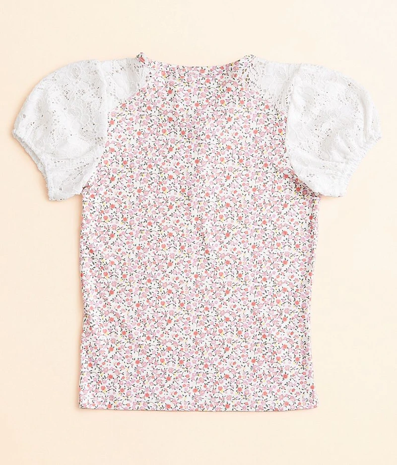 Girls - Floral Henley Top