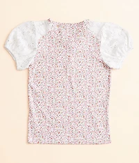 Girls - Floral Henley Top
