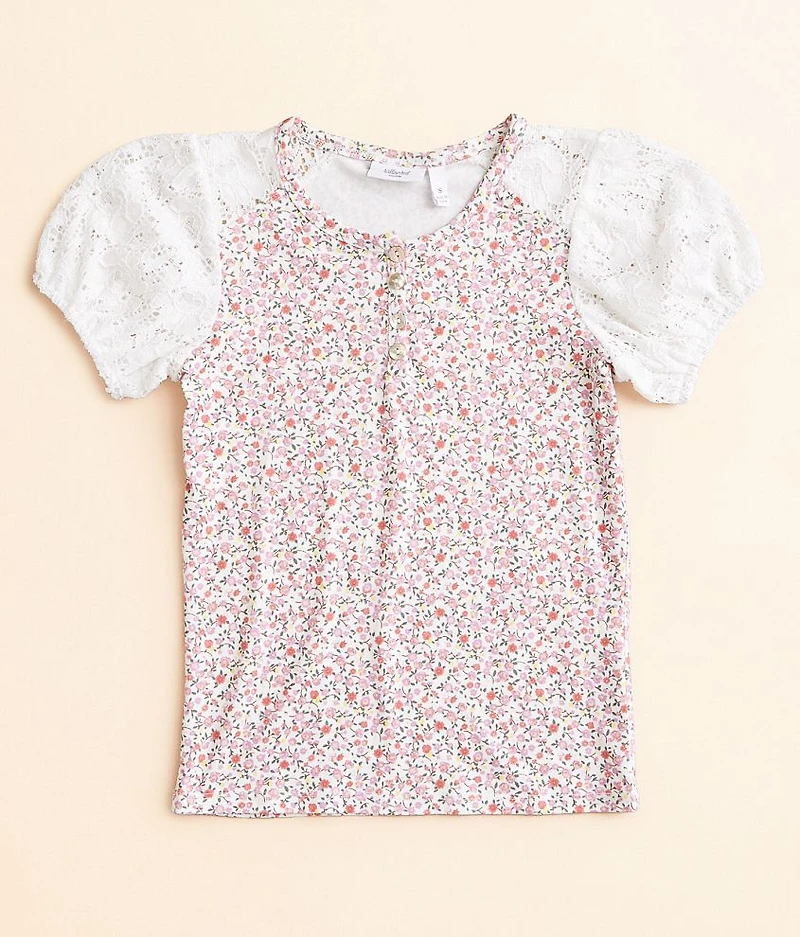 Girls - Floral Henley Top
