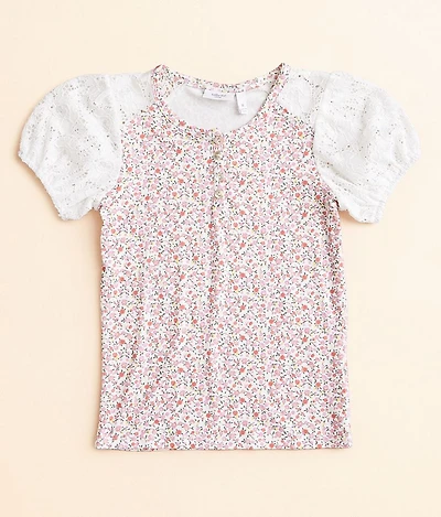 Girls - Floral Henley Top