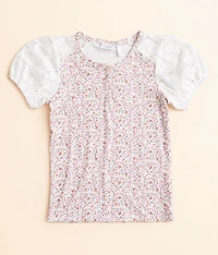 Girls - Floral Henley Top