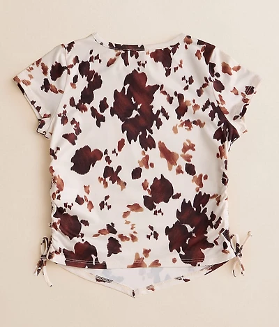 Girls - Cow Print Hanky Top