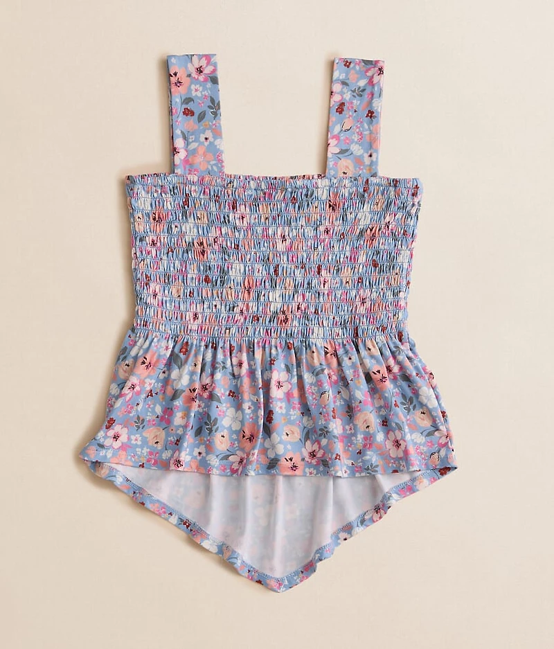 Girls - Floral Smocked Tank Top