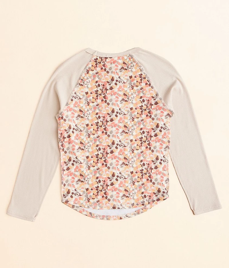 Girls - Ribbed Lace Trim Top