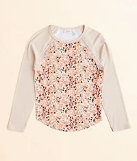 Girls - Ribbed Lace Trim Top