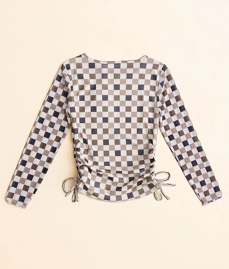 Girls - Checkered Mesh Top