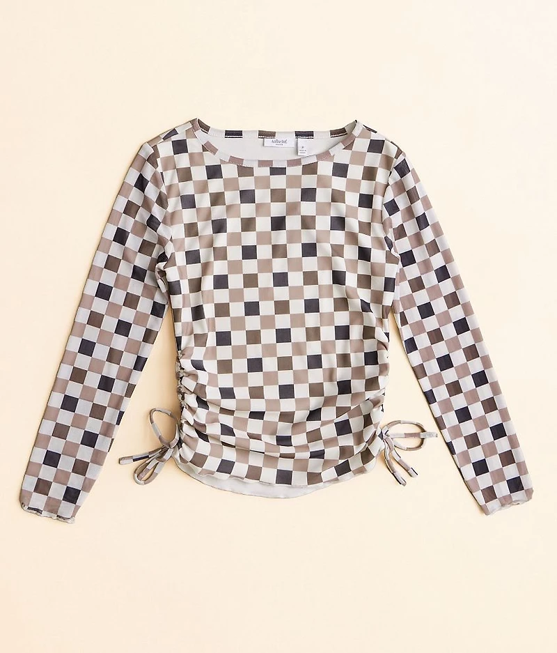 Girls - Checkered Mesh Top