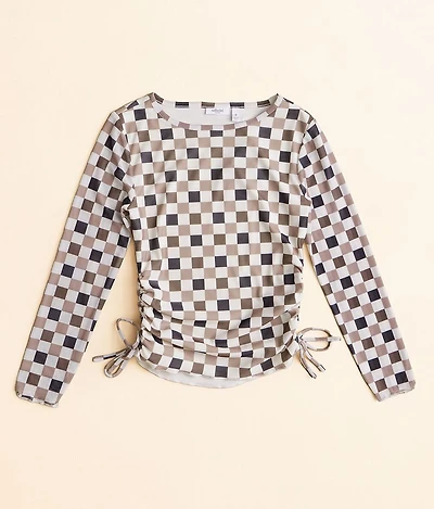 Girls - Checkered Mesh Top