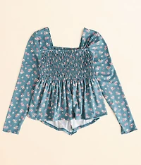 Girls - Floral Smocked Top