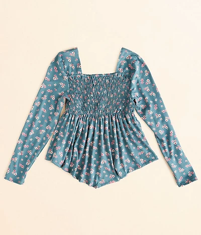 Girls - Floral Smocked Top