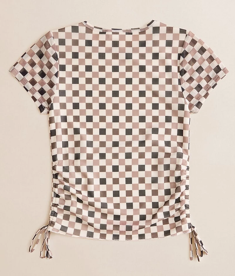 Girls - Checkered Mesh Top