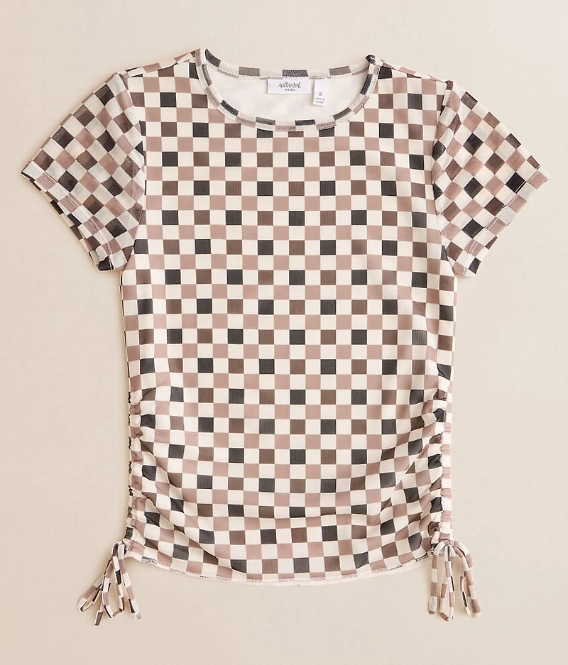 Girls - Checkered Mesh Top