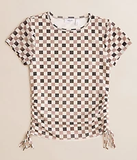 Girls - Checkered Mesh Top