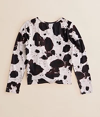 Girls - Cow Print Front Tie Top