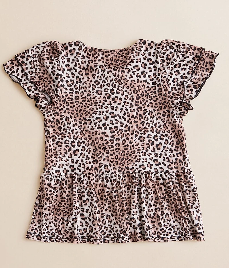 Girls - Cheetah Front Faux Tie Top
