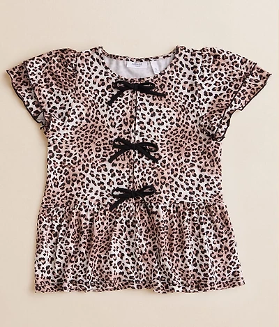 Girls - Willow & Root Cheetah Front Faux Tie Top