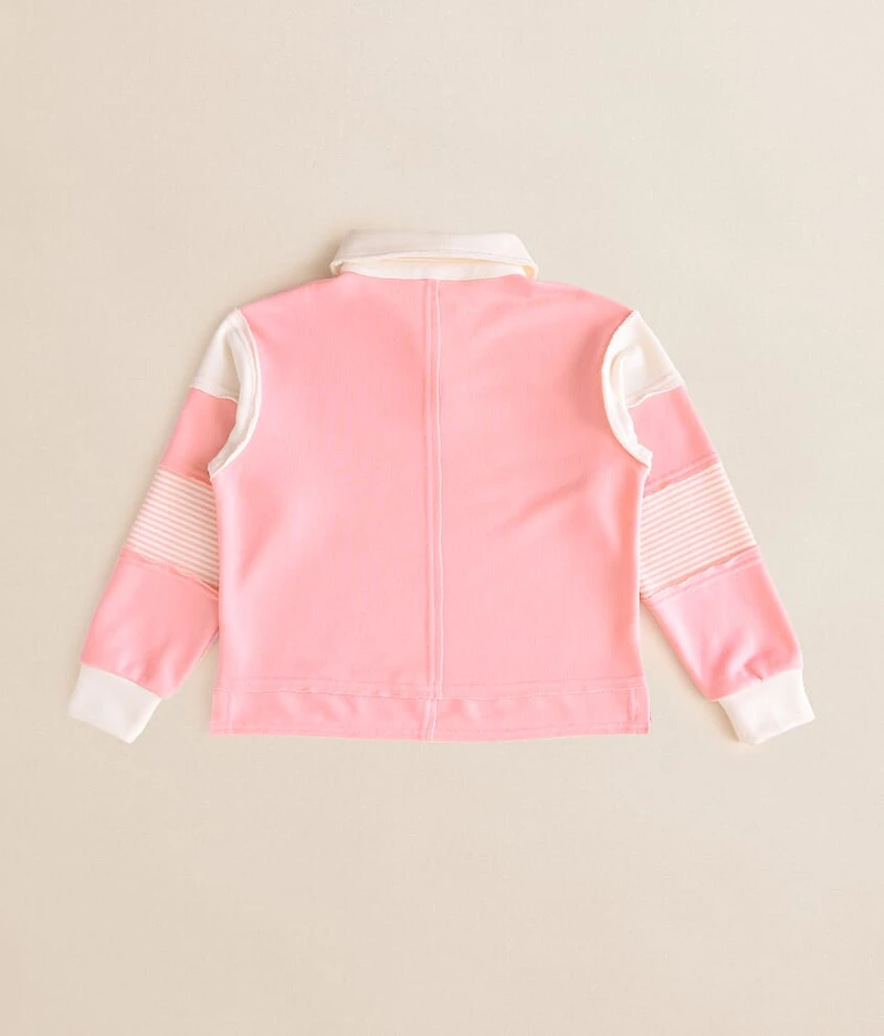 Girls - Pieced Stripe Collard Pullover