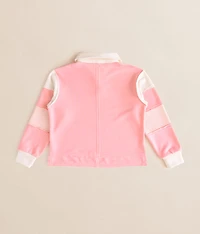 Girls - Pieced Stripe Collard Pullover
