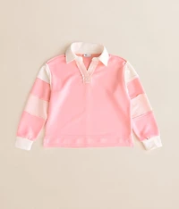 Girls - Pieced Stripe Collard Pullover