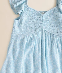 Girls - Floral Smocked Romper