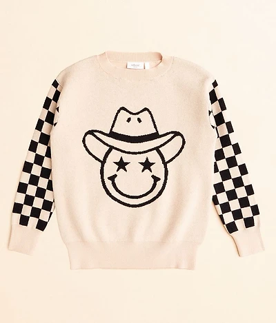 Girls - Checkered Smiley Sweater