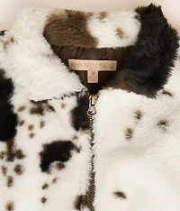Girls - Cow Print Faux Fur Vest