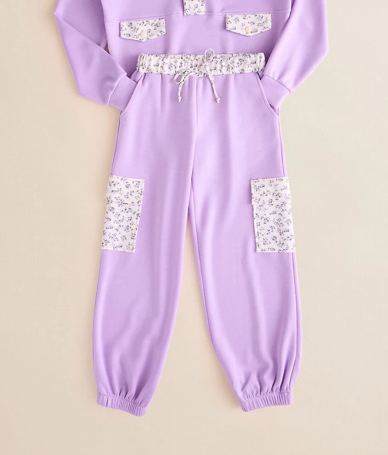 Girls - Floral Trim Cargo Jogger