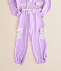 Girls - Floral Trim Cargo Jogger