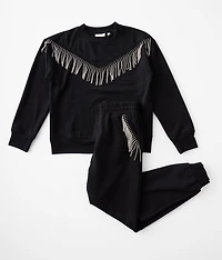 Girls - Rhinestone Fringe Jogger