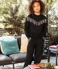 Girls - Rhinestone Fringe Jogger