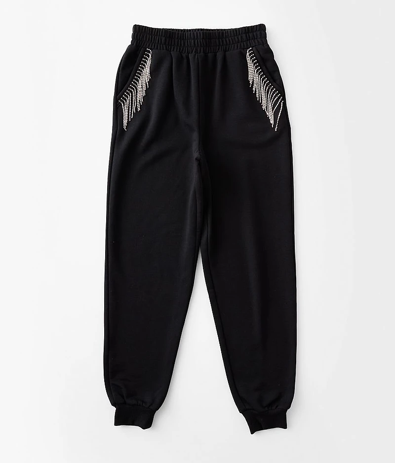 Girls - Rhinestone Fringe Jogger