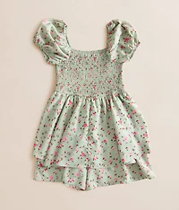 Girls - Ivory Clover Floral Romper