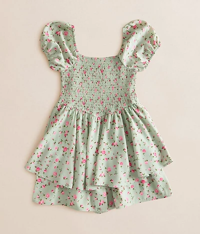Girls - Ivory Clover Floral Romper