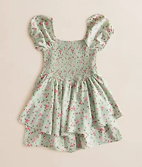 Girls - Ivory Clover Floral Romper