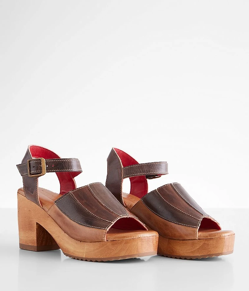 Pieced Leather Heeled Sandal