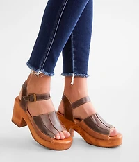 Pieced Leather Heeled Sandal