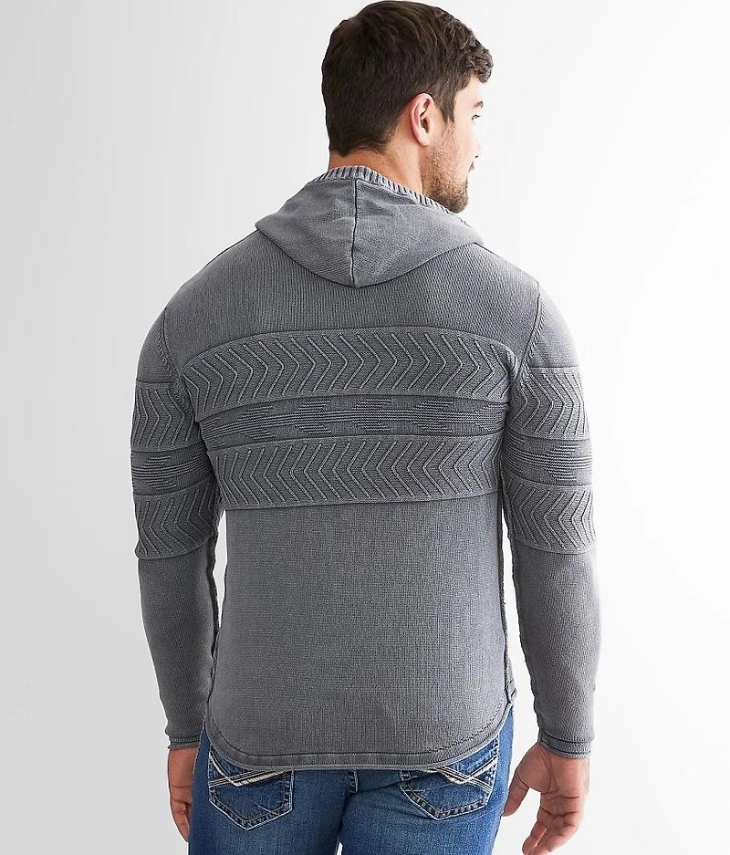 Textured Knit Hooded Sweater
