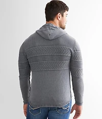 Textured Knit Hooded Sweater