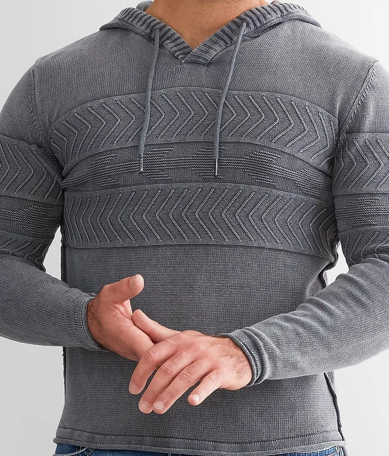 Textured Knit Hooded Sweater