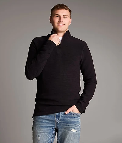 Ribbed Quarter Zip Pullover