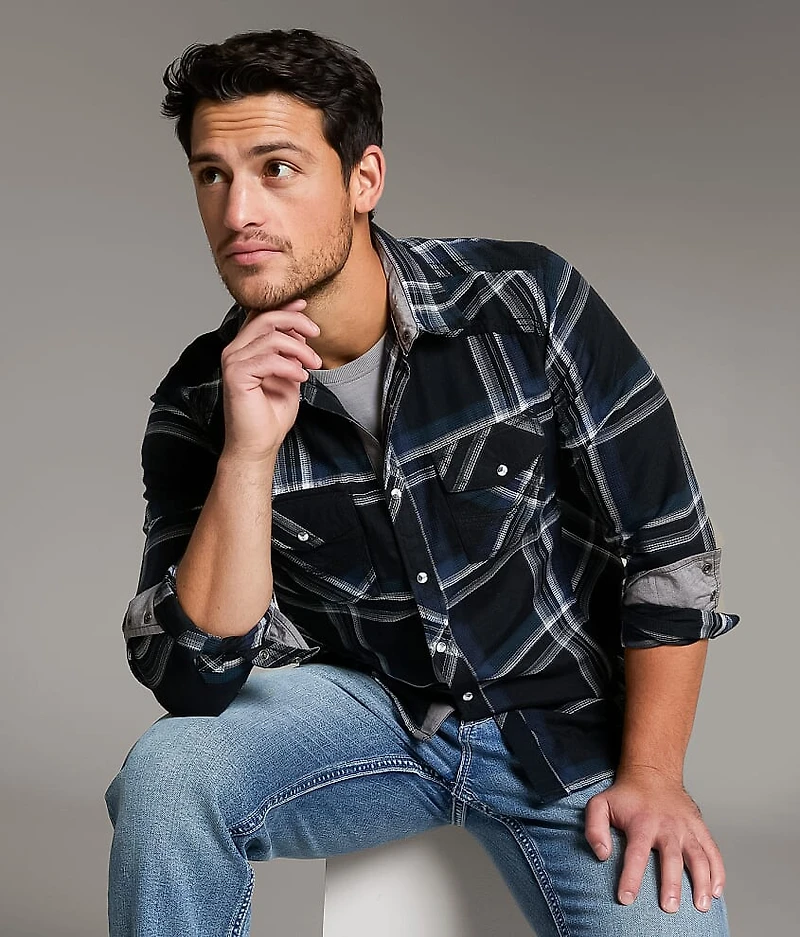 Textured Plaid Athletic Shirt