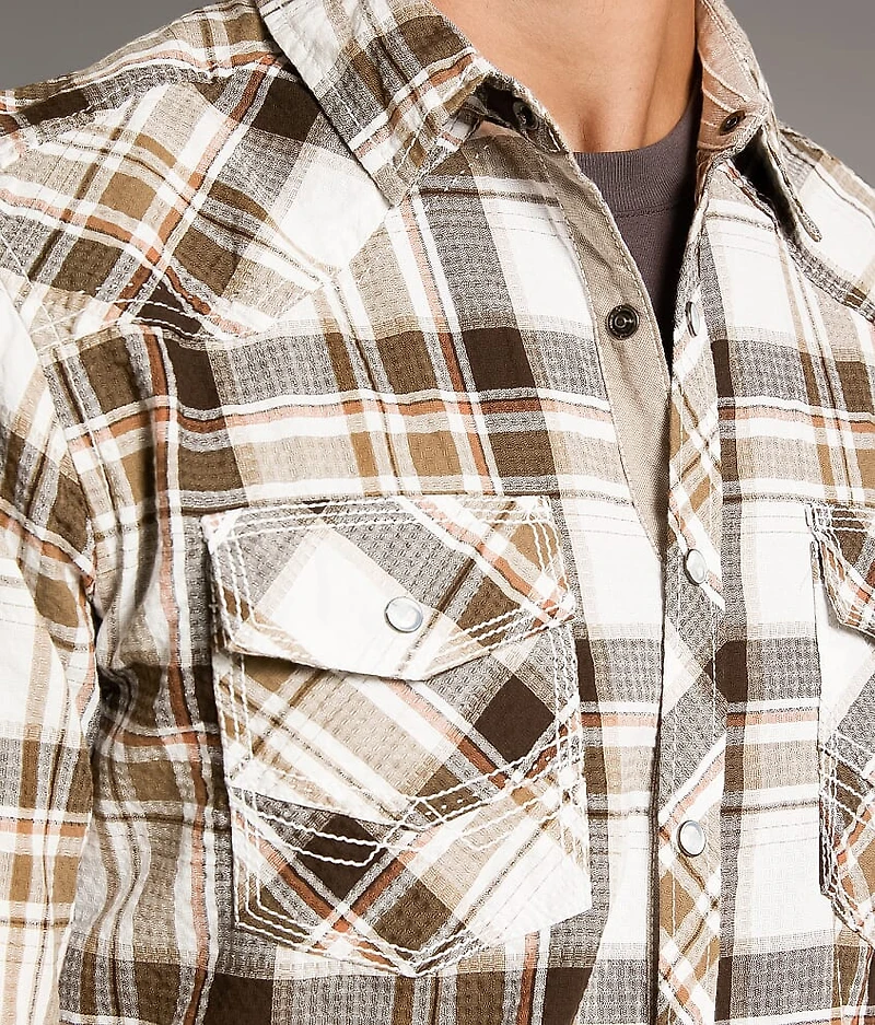 Textured Plaid Athletic Shirt