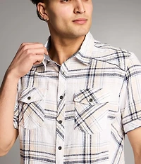 Textured Plaid Athletic Shirt