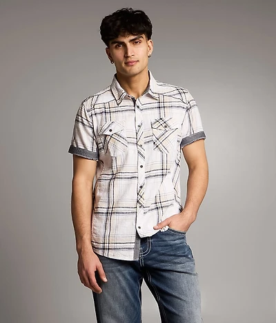 Textured Plaid Athletic Shirt