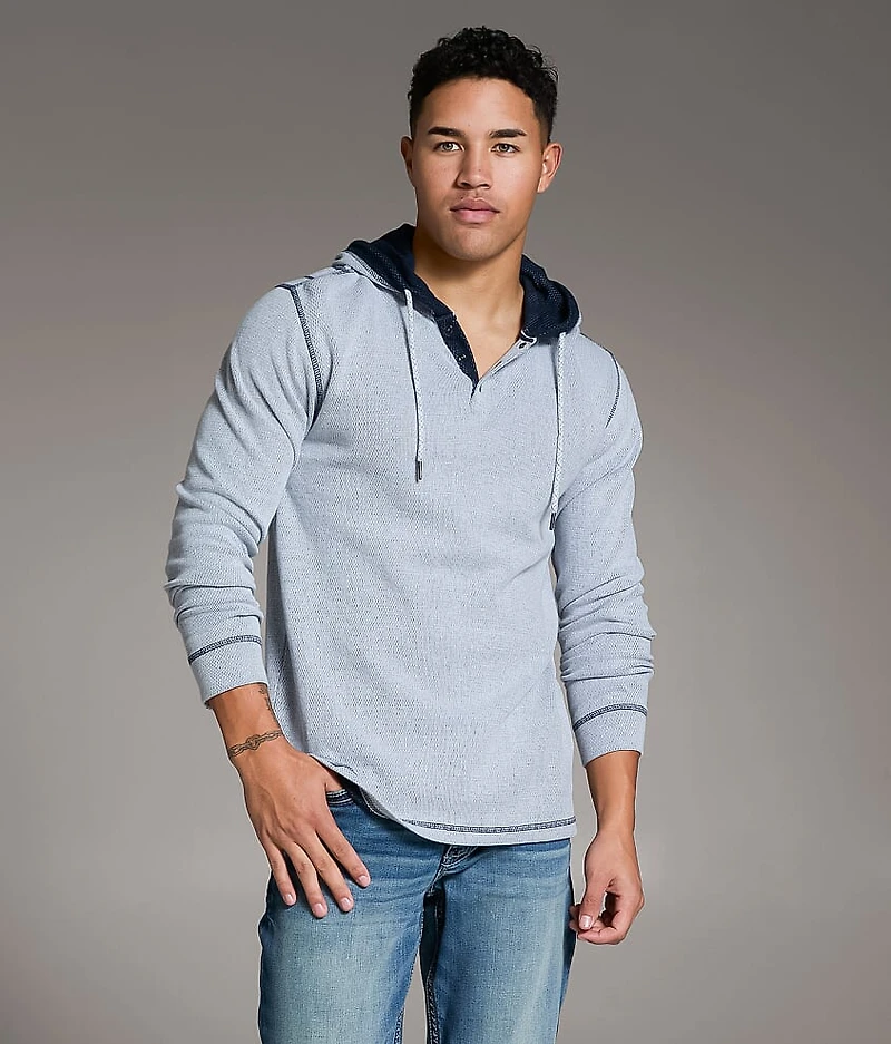 Textured Henley Hoodie