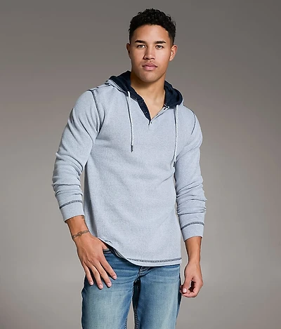 Textured Henley Hoodie