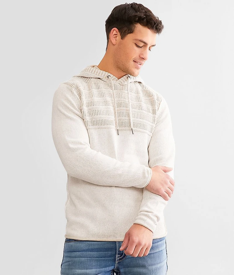 Plated Crossover Hooded Sweater