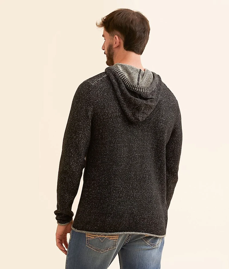 Plated Crossover Hooded Sweater